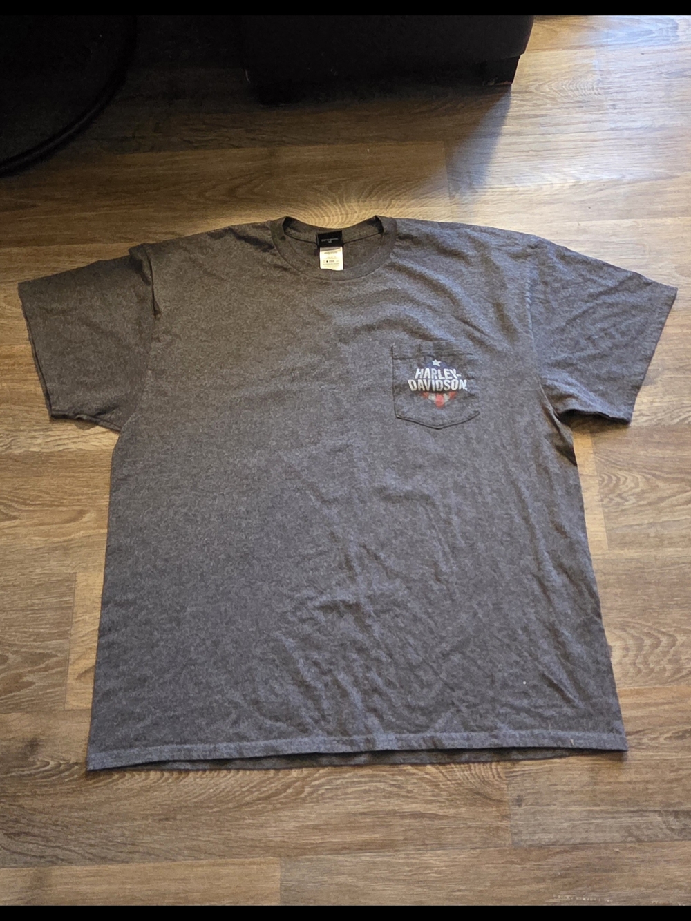 Harley-Davidson Men’s Charcoal Gray Pocket Tee with Subtle Logo
